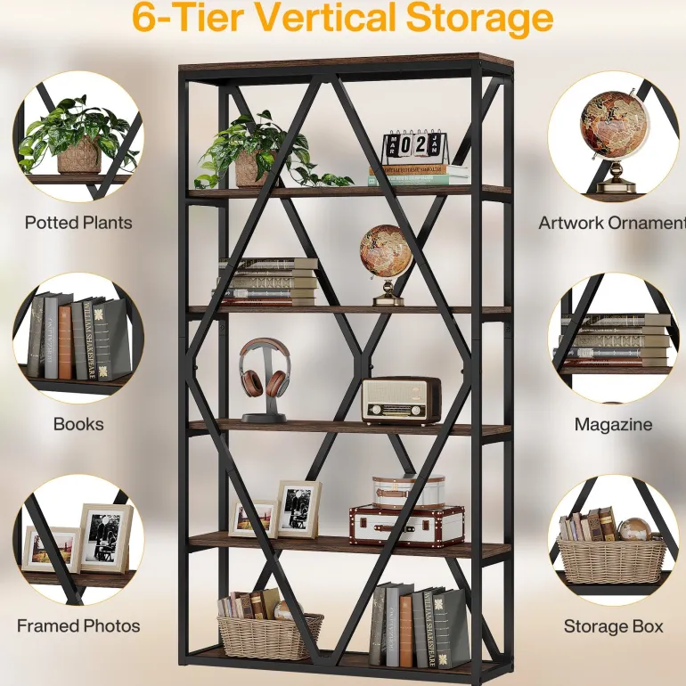 Best Tribesigns 71" Bookshelf, Freestanding 6 - Tier Bookcase Etagere Display Shelf