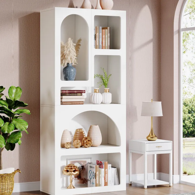 Clearance Tribesigns 70.8" Bookshelf, Geometric Bookcase Display Shelf with 5 Irregular Storage Shelves