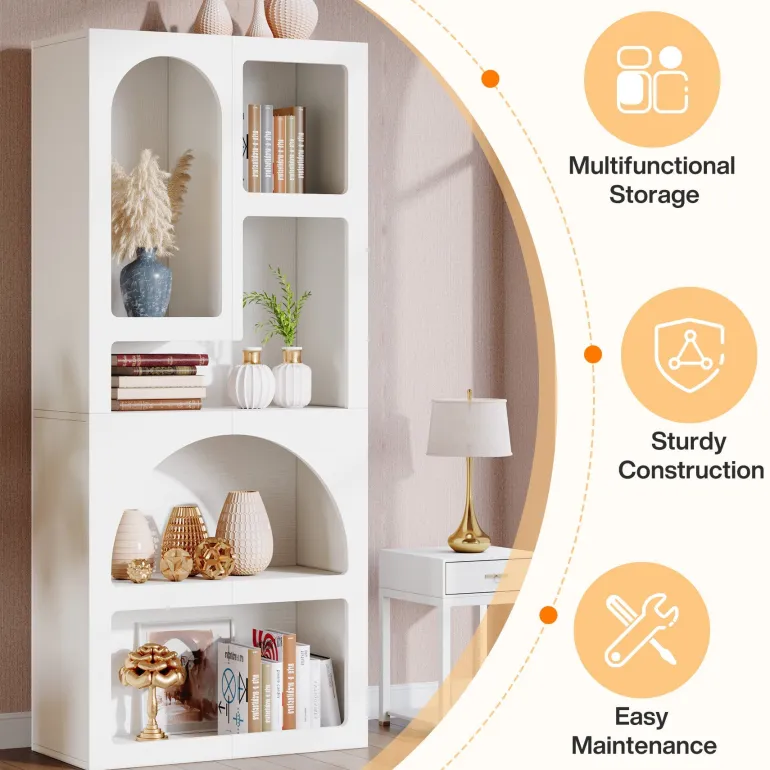 Clearance Tribesigns 70.8" Bookshelf, Geometric Bookcase Display Shelf with 5 Irregular Storage Shelves