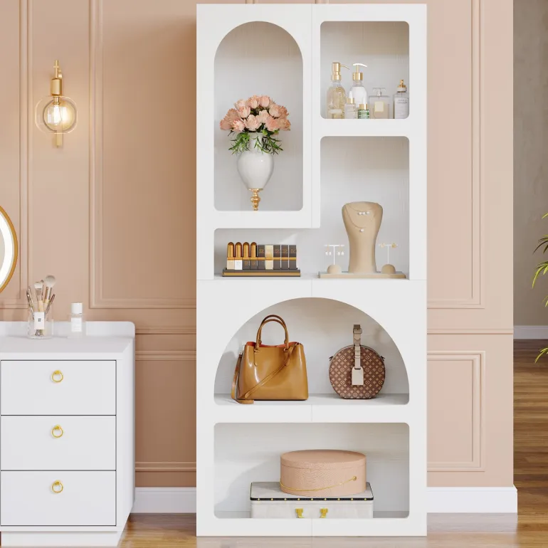 Clearance Tribesigns 70.8" Bookshelf, Geometric Bookcase Display Shelf with 5 Irregular Storage Shelves