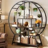 Clearance Tribesigns 65" Bookshelf, Round Etagere Bookcase with 7-Tier Storage Shelving