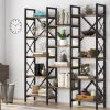 Fashion Tribesigns 59" Bookshelf, Triple Wide 5 - Shelf Bookcase Display Rack