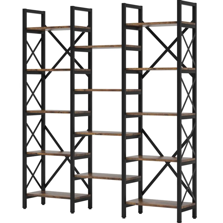 Fashion Tribesigns 59" Bookshelf, Triple Wide 5 - Shelf Bookcase Display Rack