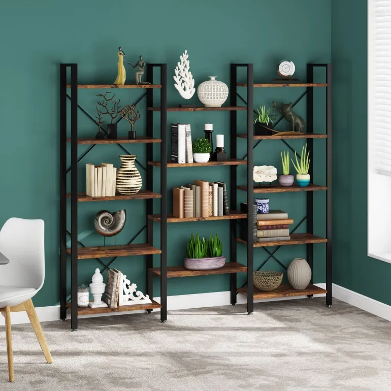 Discount Tribesigns 70" Bookshelf, Triple Wide Etagere Bookcase Open Display Shelf
