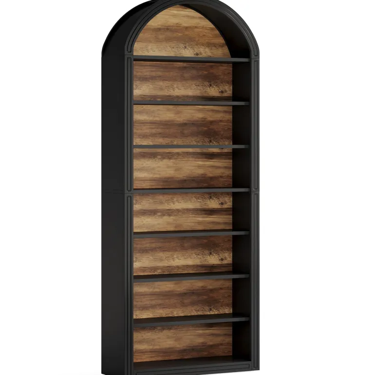 Shop Tribesigns 78.7" Bookshelf, Wooden Arched Bookcase Display Shelving Unit