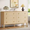 Store Tribesigns 55" Chest of Drawer, Wood 6 - drawer Double Dresser Organizer
