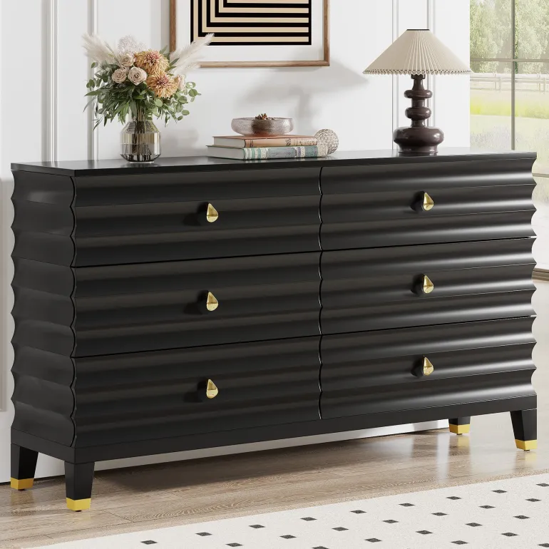 Clearance Tribesigns 55" Chest of Drawers, 6 - Drawer Dresser Storage Organizer
