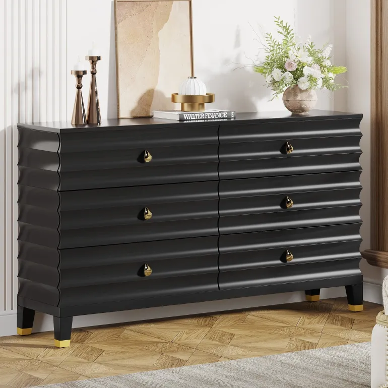 Clearance Tribesigns 55" Chest of Drawers, 6 - Drawer Dresser Storage Organizer