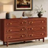 Discount Tribesigns 55" Chest of Drawers, Wood 6 - Drawer Storage Organizer Dresser