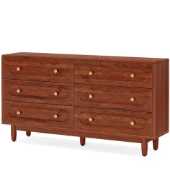Discount Tribesigns 55" Chest of Drawers, Wood 6 - Drawer Storage Organizer Dresser