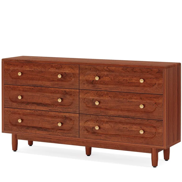 Discount Tribesigns 55" Chest of Drawers, Wood 6 - Drawer Storage Organizer Dresser