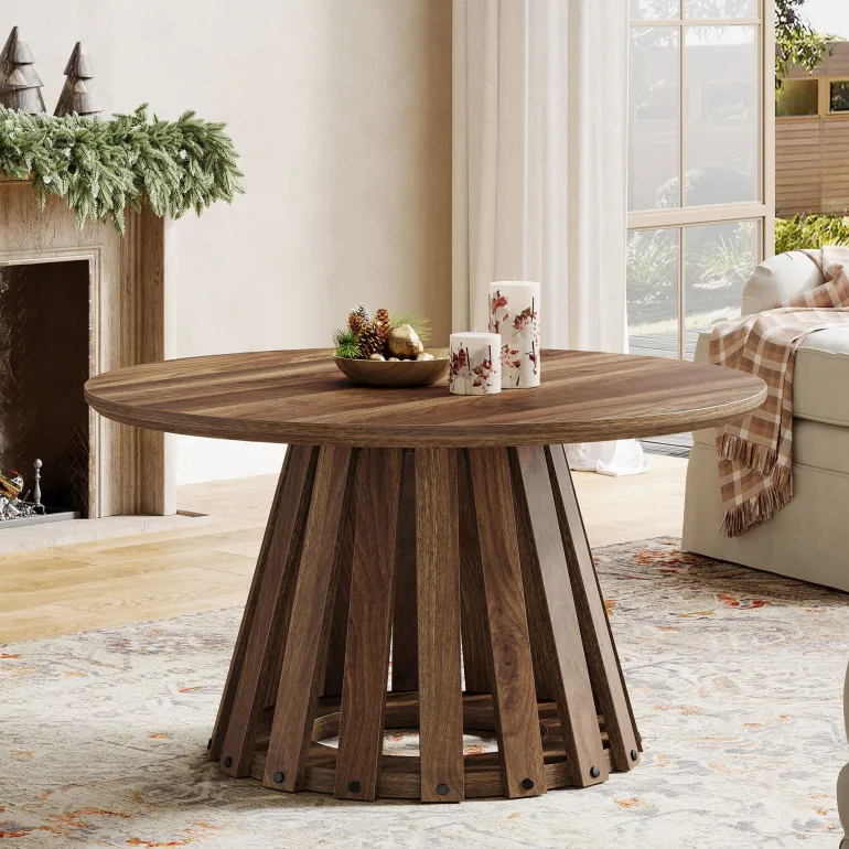 Discount Tribesigns 31.5" Circle Coffee Table, Farmhouse Accent Center Table Tea Table