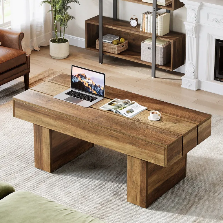 Online Tribesigns 47" Coffee Table, Farmhouse Accent Table Snack Table