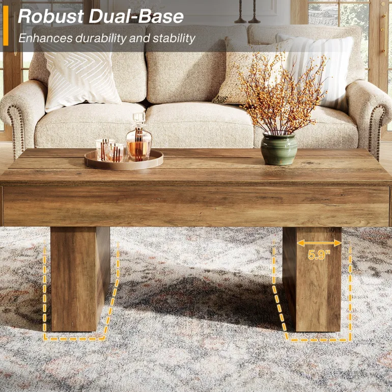 Online Tribesigns 47" Coffee Table, Farmhouse Accent Table Snack Table