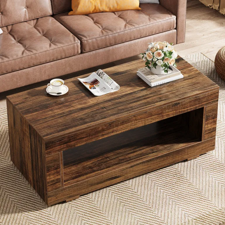 Online Tribesigns 43" Coffee Table, Farmhouse Center Table With Storage
