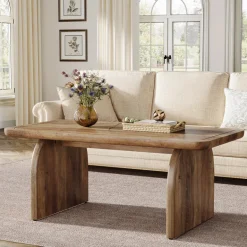Discount Tribesigns 47" Coffee Table, Farmhouse Center Table Low Cocktail Tea Table