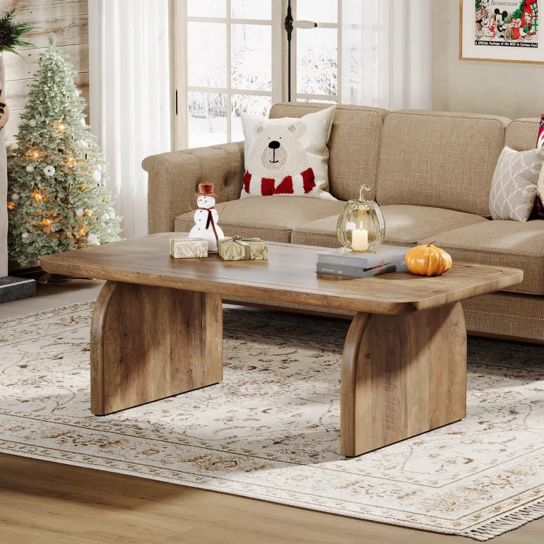 Discount Tribesigns 47" Coffee Table, Farmhouse Center Table Low Cocktail Tea Table