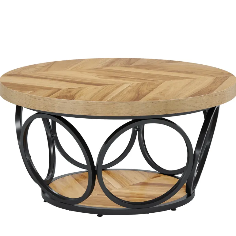 New Tribesigns 31.5" Coffee Table, Farmhouse Center Table Tea Table with 2 - Tier Storage