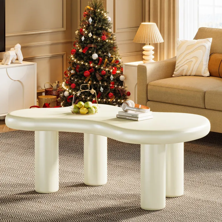 Best Sale Tribesigns 45" Coffee Table, Modern Irregular Center Table Tea Table