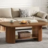 Hot Tribesigns 45" Coffee Table, Modern Oval 2 - Tier Center Table With Storage