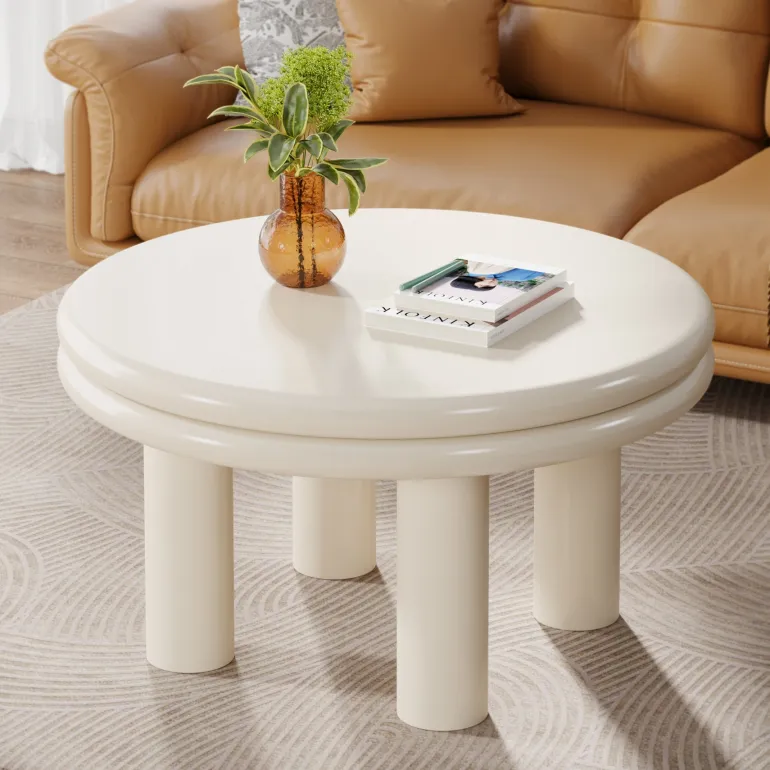 Cheap Tribesigns 31.5" Coffee Table, Round Center Table Indoor Tea Table