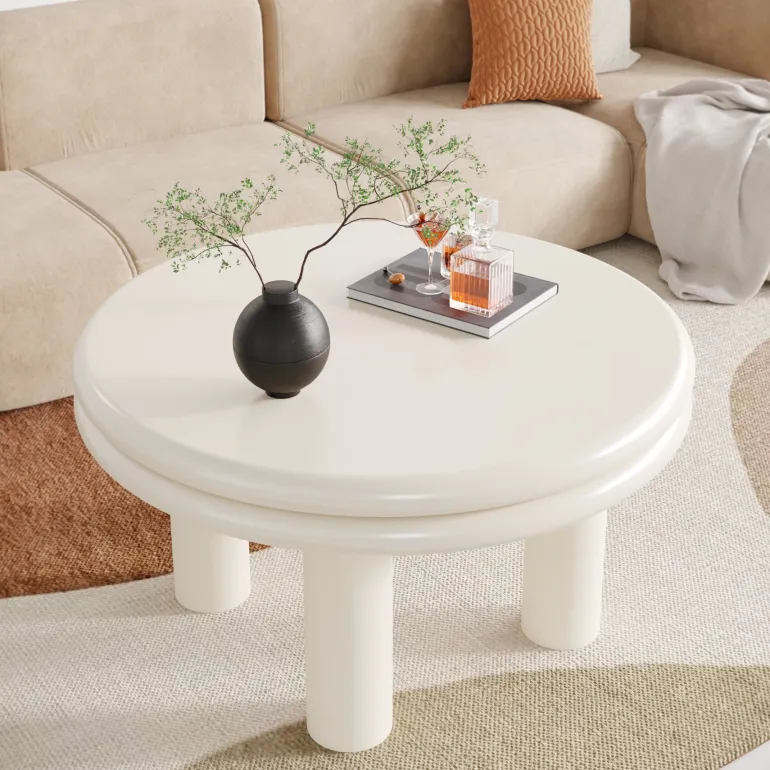 Cheap Tribesigns 31.5" Coffee Table, Round Center Table Indoor Tea Table