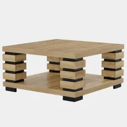 Shop Tribesigns 39" Coffee Table, Square 2 - Tier Center Table Tea Table with Storage Shelf