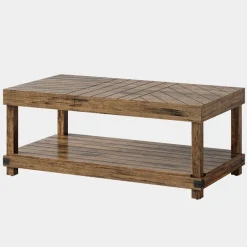 New Tribesigns 47" Coffee Table, Wood Center Table Cocktail Tea Table with Storage Shelf