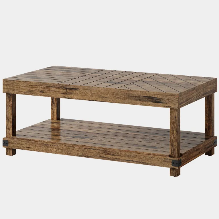 New Tribesigns 47" Coffee Table, Wood Center Table Cocktail Tea Table with Storage Shelf