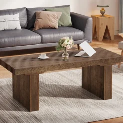 Cheap Tribesigns 47.2" Coffee Table, Wood Rectangle Center Table