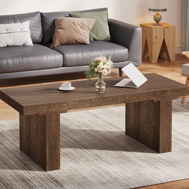 Cheap Tribesigns 47.2" Coffee Table, Wood Rectangle Center Table