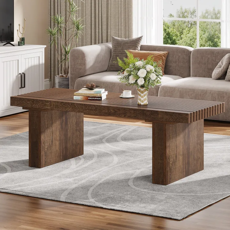 Cheap Tribesigns 47.2" Coffee Table, Wood Rectangle Center Table
