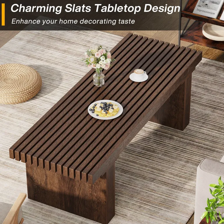 Cheap Tribesigns 47.2" Coffee Table, Wood Rectangle Center Table