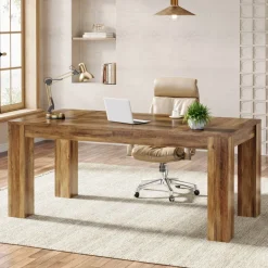 Hot Tribesigns 63" Computer Desk, Executive Desk Office Writing Table Workstation