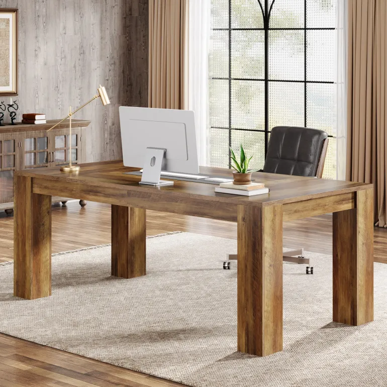 Hot Tribesigns 63" Computer Desk, Executive Desk Office Writing Table Workstation