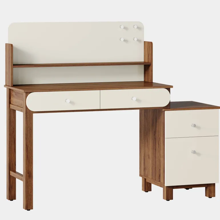 Cheap Tribesigns 56" Computer Desk, Home Office Desk Study Table with File Drawers