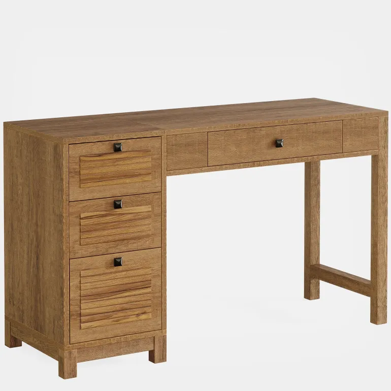 Shop Tribesigns 55" Computer Desk, Home Office Desk Writing Table with 4 File Storage Drawers