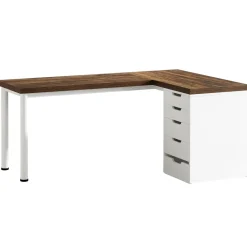 Sale Tribesigns 55" Computer Desk, L - Shaped Corner Desk Office Desk with 5 Drawers