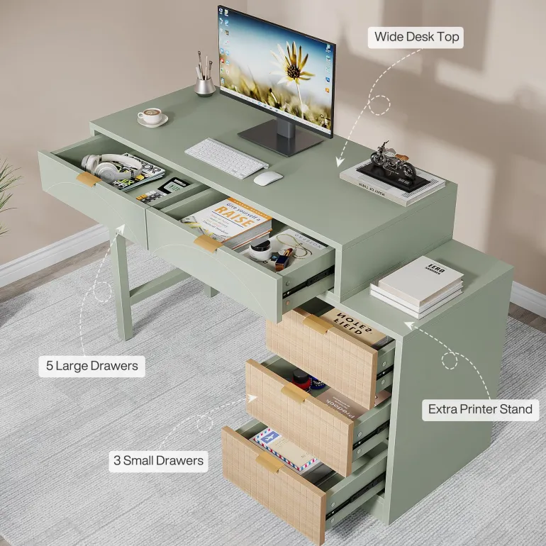 New Tribesigns 55" Computer Desk, Modern Home Office Desk Study Desk