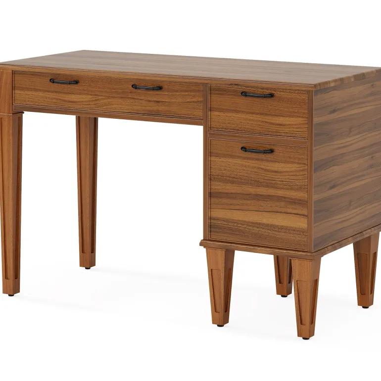 Outlet Tribesigns 47" Computer Desk, Rustic Office Desk With File Cabinet