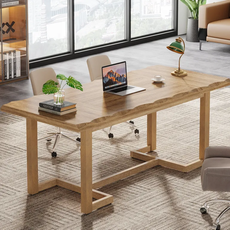 New Tribesigns 63" Computer Desk, Wood Executive Desk Study Writing Table