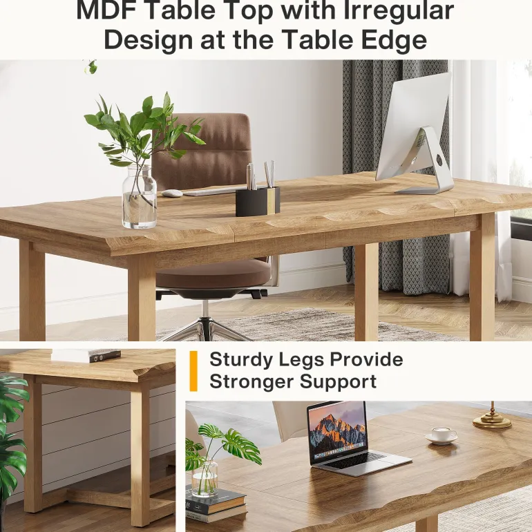 New Tribesigns 63" Computer Desk, Wood Executive Desk Study Writing Table