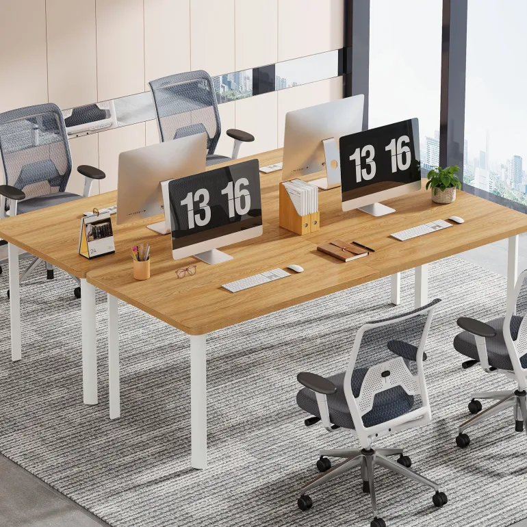 Cheap Tribesigns 78" Computer Desk, Wood Office Desk Writing Table