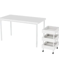 Sale Tribesigns 47" Computer Desk, Wood Study Table with 3 Tier Storage Cart