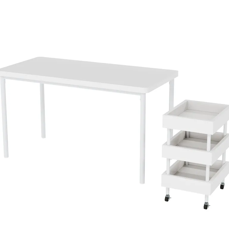 Sale Tribesigns 47" Computer Desk, Wood Study Table with 3 Tier Storage Cart