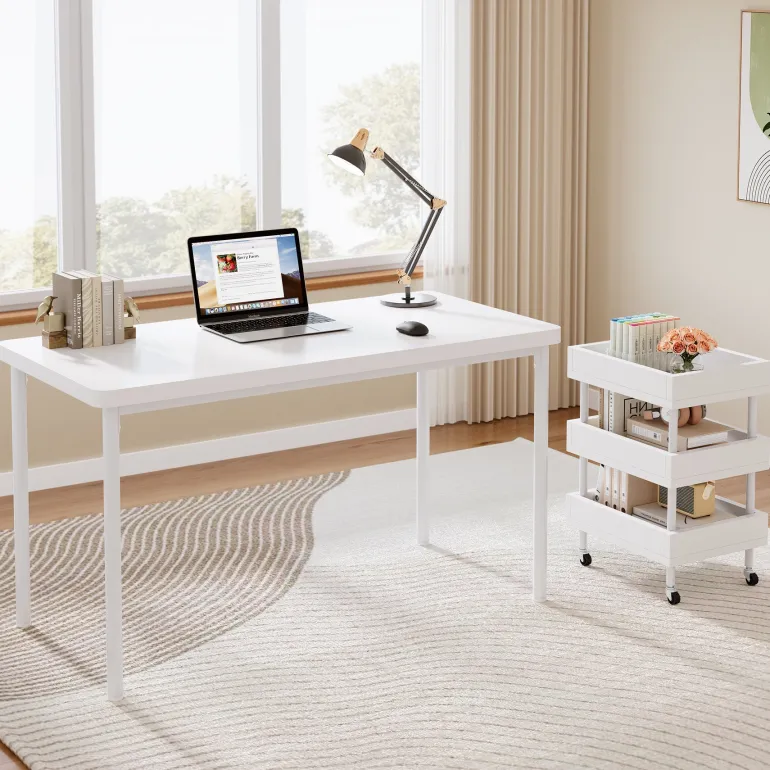 Sale Tribesigns 47" Computer Desk, Wood Study Table with 3 Tier Storage Cart