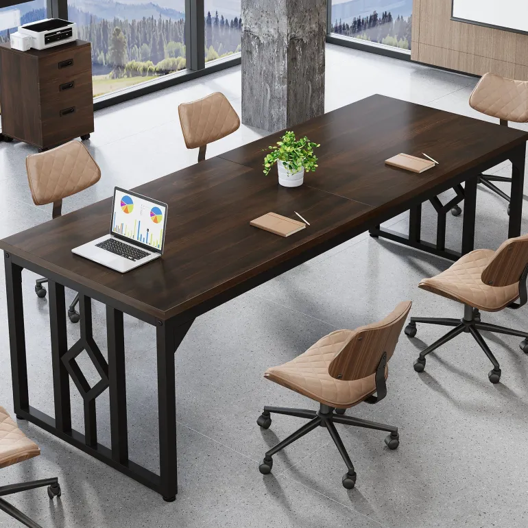 Shop Tribesigns 78.7" Conference Table, Large Meeting Room Table for 6 - 8 People with File Cabinet
