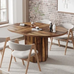 Outlet Tribesigns 55" Conference Table, Oval Rustic Meeting Table For 6 People