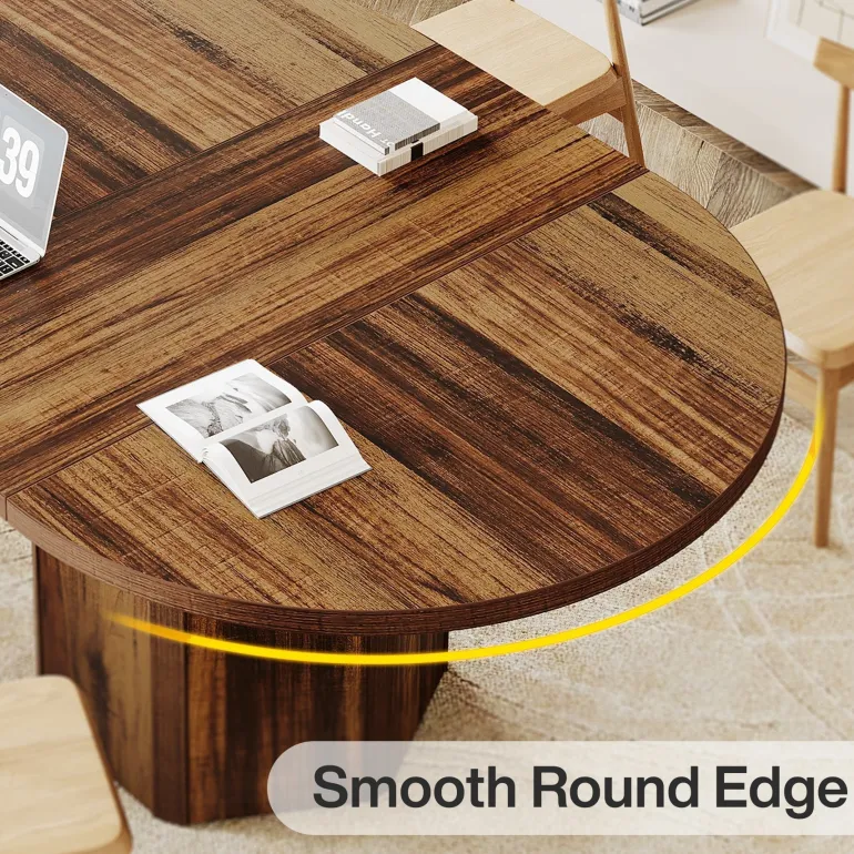 Outlet Tribesigns 55" Conference Table, Oval Rustic Meeting Table For 6 People