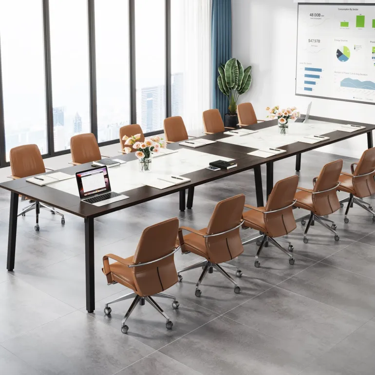 New Tribesigns 79" Conference Table, Rectangular Executive Desk with Metal Frame